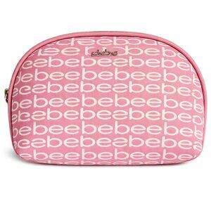 Bebe Pink‎ All Over Logo Cosmetic Bag Makeup Pouch Zipper Closure NWOT